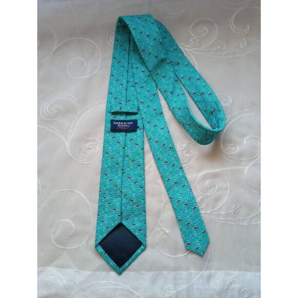 American Lifestyle Men's Fish Tie 3" Swordfish Aqua Blue - Picture 3 of 7